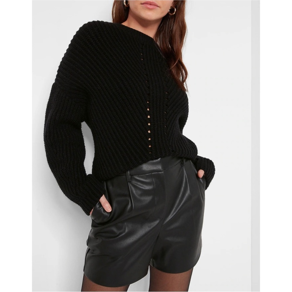 Express Tailored Pleated Leather Shorts